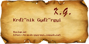Kránik Györgyi névjegykártya
